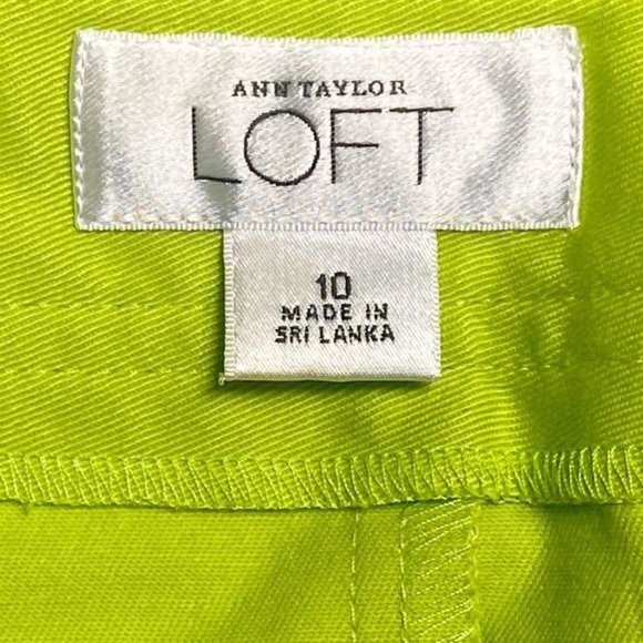 Ann Taylor LOFT Lime Green Side Zipper Cotton Spandex Durable Mini Skirt Size 10 - Picture 9 of 12